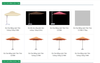 Thiết kế website ô dù che nắng ngoài trời