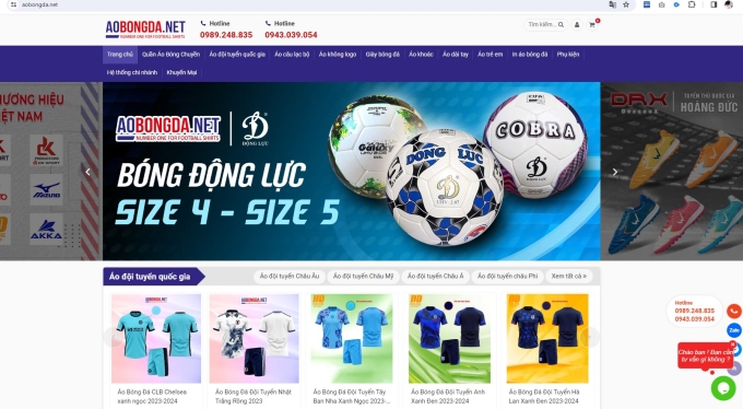 Thiết kế website shop thể thao Hà Tĩnh